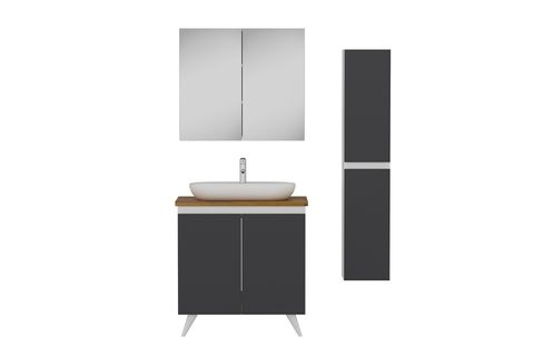NİKA BANYO DOLABI AY2K76, BEYAZ ANTRASİT, 100 CM