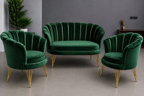 REYHAN MİDYE ÇAY SETİ KOLTUK TAKIMI, YEŞİL