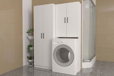 TERNOS TUCO ÇAMAŞIR MAKİNESİ BANYO DOLABI, BEYAZ, 2 KAPAKLI