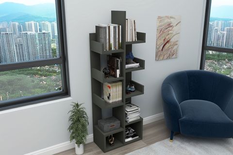 PAMFİLYA KİTAPLIK, ANTRASİT, 10 BÖLMELİ