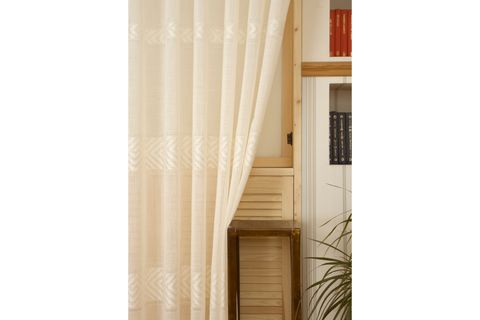 MASSARELLİ VRC DESEN KETEN PİLESİZ TÜL PERDE, KREM, 100X260