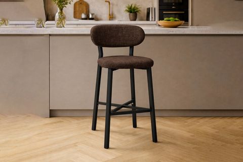 TERA BAR MUTFAK SANDALYESİ, KROM KAPLAMA AYAKLI, KAHVE