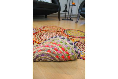 AADAN RENKLİ RUSTİK TASARIM JÜT HALI, YUVARLAK 200X200