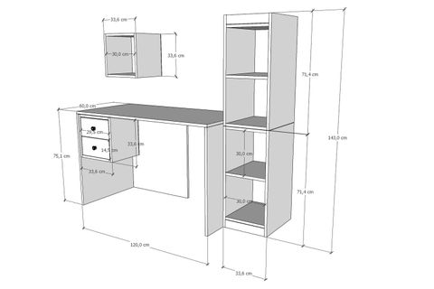 MİNİMALİST ÇALIŞMA MASASI, 2 ÇEKMECELİ