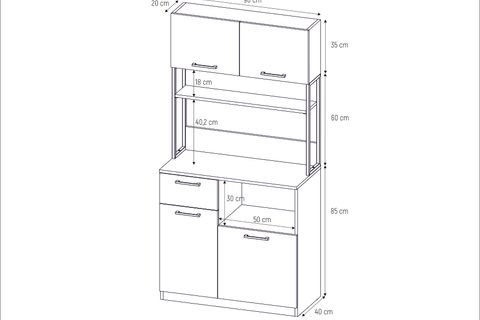 LAVO ÇEKMECELİ ÇOK AMAÇLI KAHVE KÖŞESİ DOLABI, BEYAZ, 4 KAPAKLI