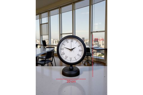 SİYAH ROMA RAKAMLI METAL MASA SAATİ 25X20 CM