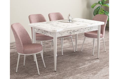 LİFE MUTFAK MASA TAKIMI 4480 4 SANDALYE BEYAZ, 70X110
