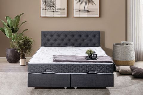 DOLCE BAZA VE BAŞLIK SETİ, ANTRASİT GRİ, 160X200