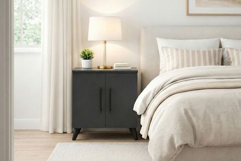 LUMEN RAFLI KLASİK KOMODİN, ANTRASİT, 2 KAPAKLI