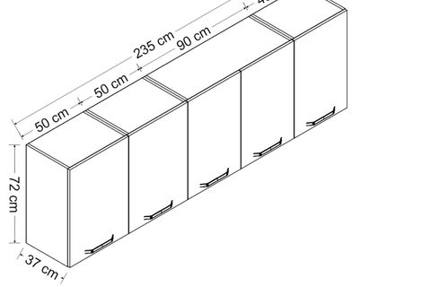 MİNAR 235 CM MUTFAK DOLABI BEYAZ 235-B1-ÜST MODÜL