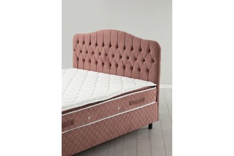 VASSİ GÜL ÇİFT KİŞİLİK BAZA+BAŞLIK+YATAK, GÜL KURUSU, 140X200