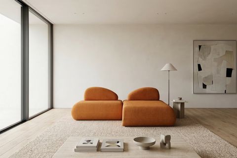 LİVA KÖŞE KOLTUK, UZANMALI SEHPALI, TURUNCU