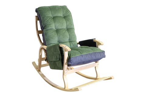 MOSSO AHŞAP ÇİFT MİNDERLİ SALLANAN SANDALYE, YEŞİL FÜME