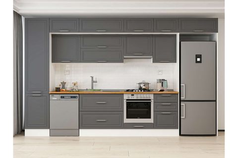 ALVİNKA 390X240 CM KLASİK MEBRAN MUTFAK DOLABI, MBB E90B50S50 1 MEBRAN ANTRASİT MDF