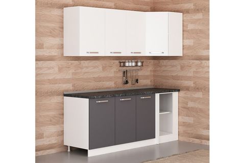 MİNAR 200CM KÖŞE MUTFAK DOLABI BEYAZ ANTRASİT K200A1