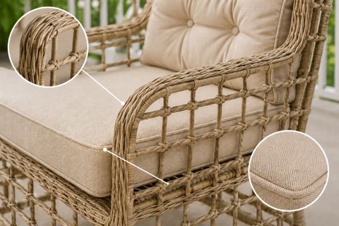 HİLVAN 5 KİŞİLİK MİNDERLİ RATTAN BAHÇE BALKON OTURMA GRUBU, KAHVERENGİ