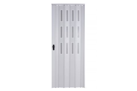 SARPAŞ KATLANIR AKORDİYON PVC KAPI, BEYAZ CAMLI, 12 MM, 132X203