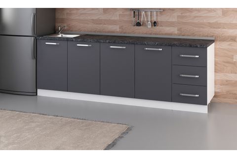 MİNAR 245 CM MUTFAK DOLABI BEYAZ ANTRASİT 245-A3-ALT MODÜL