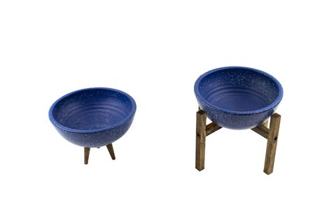 BİTKİ TASARIMI GRANİT UFO SAKSI, İKİLİ SET, 3 AYAK, 4 AYAK, LACİVERT, 20 CM