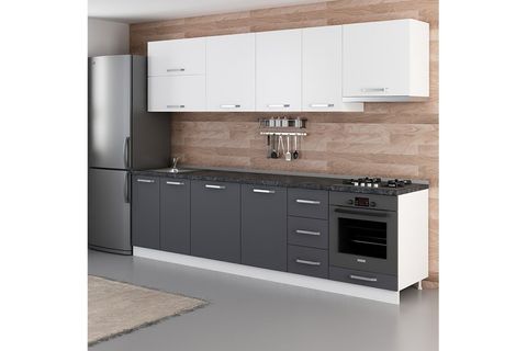 MİNAR AVANOS 290 CM MUTFAK DOLABI BEYAZ ANTRASİT 290-A8