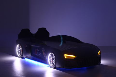 AUDİ FULL LEDLİ KUMANDALI VE MÜZİKLİ ARABALI YATAK, GRİ