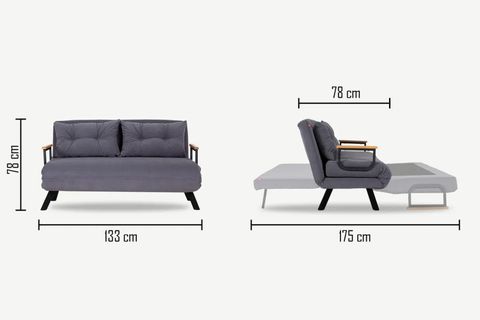 PAFU SANDO İKİLİ KETEN KATLANIR YATAKLI KOLTUK, AÇIK KAHVE