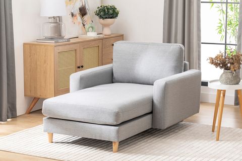 MERLİN DAYBED, İNCE KOL, NATUREL AYAK, KETEN KUMAŞ, GRİ