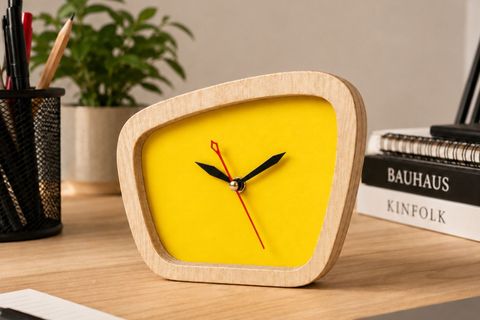 WOODESK TEMPUS AHŞAP ÖZEL TASARIM MASA SAATİ, SARI