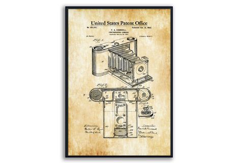 AHŞAP ÇERÇEVELİ VİNTAGE TABLO SETİ, CAMERA, 50X70