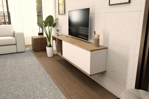 RONA DUVARA MONTE TV ÜNİTESİ, SAFİR BEYAZ