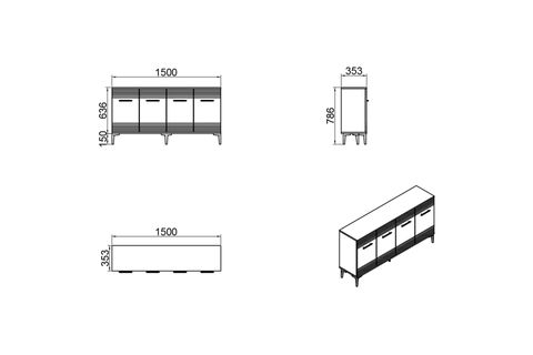 MAYA ÇOK AMAÇLI DOLAP, KONSOL, 150 CM, BEYAZ ALTIN