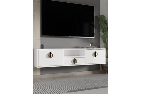 DROPDD TV SEHPASI, BEYAZ SİYAH ALTIN, DUVARA MONTAJ, 1321DROPDD 32