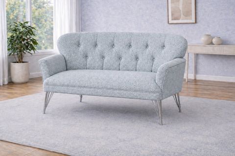 PUFY KOLLU İKİLİ KOLTUK, GÜMÜŞ, METAL KROM AYAK