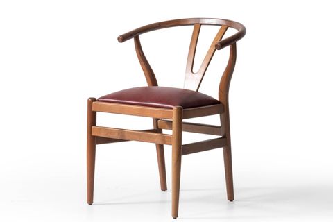 WİSHBONE AHŞAP SANDALYE, BORDO CEVİZ
