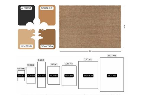 PERA HALI KAHVE VE SİYAH BALIKSIRTI SİSAL TARZI HALI FM03BL 80X150 CM
