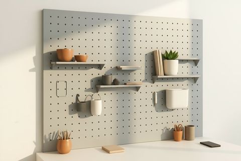 GALVANİZ METAL ÇOK AMAÇLI PANO PEGBOARD, AÇIK GRİ, 86X41X3 CM