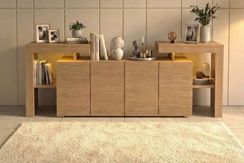 YAGMUR LEDLİ TV ÜNİTESİ, MEŞE, 200 CM