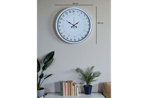 BEYAZ METAL 24 SAAT GÖSTERGELİ ÖZEL TASARIM DUVAR SAATİ 40 CM