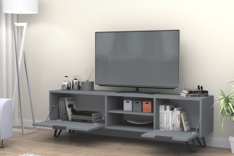 KASTER METAL AYAKLI TV ÜNİTESİ, GRİ, 170 CM