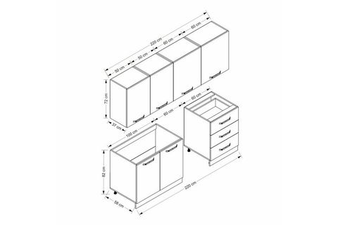 MİNAR 220 CM MUTFAK DOLABI BEYAZ ANTRASİT 220 A12