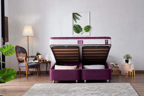 NİRON VİOLET BAZA BAŞLIK VE ORTA SERT YATAK SETİ, 160X200