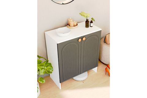 BOHA BOHEM MDF MEMBRAN KAPAKLI ÇOK AMAÇLI DOLAP, ANTRASİT BEYAZ