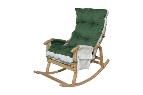 MOSSO AHŞAP ÇİFT MİNDERLİ SALLANAN SANDALYE, YEŞİL KREM