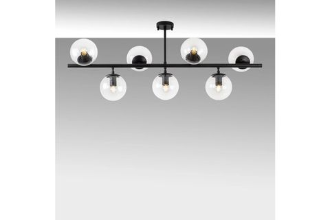 ECEM PLAFONYER YEDİLİ AVİZE, ŞEFFAF CAMLI SİYAH KASALI