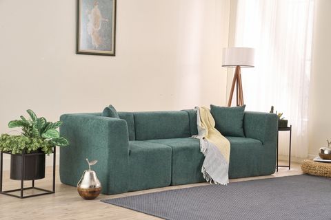 RAKS SERİSİ MODULER FULL SÜNGER ÜÇLÜ KANEPE, YEŞİL
