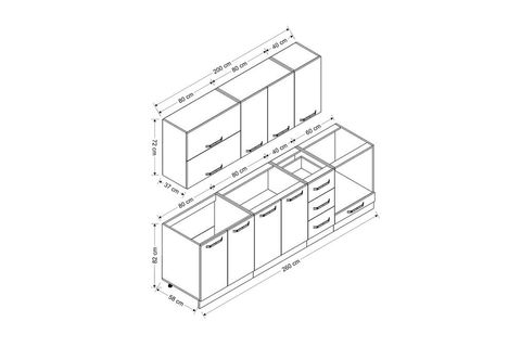 MİNAR DEFNE 260 CM MUTFAK DOLABI BEYAZ DORE 260-D3
