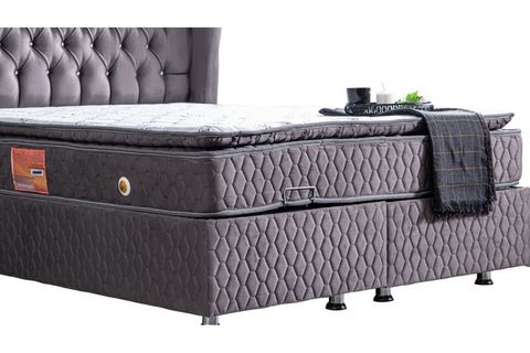 NİCE BAZA BAŞLIK VE REAL PEDLİ YATAK SETİ, ANTRASİT GRİ, 160X200