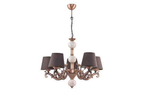 BEŞ KOLLU ZAMAK AVİZE KREM ÇİNİLİ KAHVERENGİ ŞAPKALI