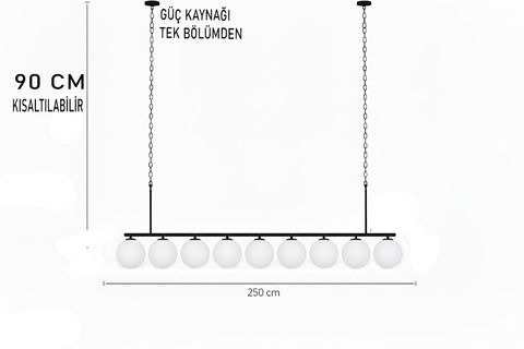 İREM DOKUZLU SIRALI AVİZE, SİYAH BEYAZ