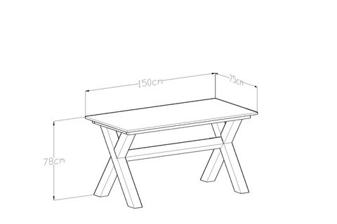GİVAYO WOODS SOFİ YEMEK MASASI, ÇAM, 75X150